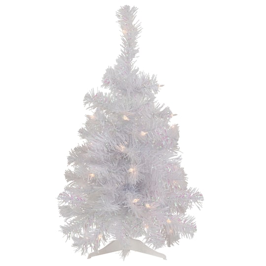 2ft. Pre-Lit White Rockport Pine Artificial Christmas Tree, Clear Lights